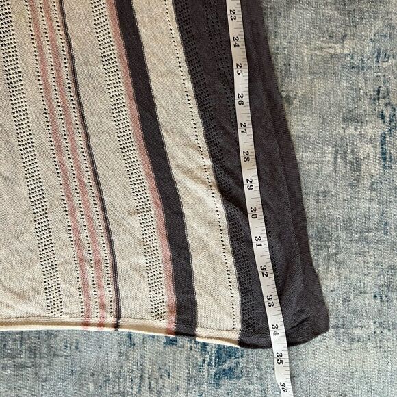 Rachel Zoe Ivory Pink Gray Striped Long Sleeve Open Front Knit Cardigan Large - Picture 6 of 12